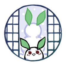 snow rabbit and Japanese round window sticker #11283388