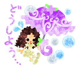 Girls with pretty umbrellas sticker #11306366