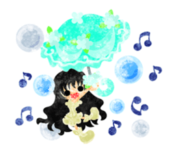 Girls with pretty umbrellas sticker #11306375