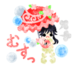 Girls with pretty umbrellas sticker #11306385