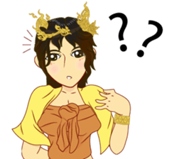 Lai Kanok Cartoon Lady V.dress Thai/Eng sticker #11307780