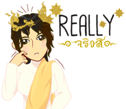 Lai Kanok Cartoon Lady V.dress Thai/Eng sticker #11307781