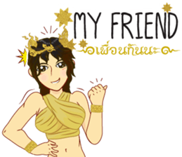 Lai Kanok Cartoon Lady V.dress Thai/Eng sticker #11307782