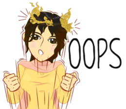 Lai Kanok Cartoon Lady V.dress Thai/Eng sticker #11307783