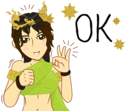 Lai Kanok Cartoon Lady V.dress Thai/Eng sticker #11307784