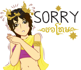 Lai Kanok Cartoon Lady V.dress Thai/Eng sticker #11307788