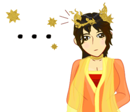 Lai Kanok Cartoon Lady V.dress Thai/Eng sticker #11307791