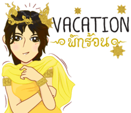 Lai Kanok Cartoon Lady V.dress Thai/Eng sticker #11307797