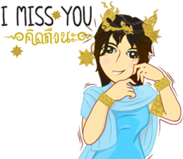 Lai Kanok Cartoon Lady V.dress Thai/Eng sticker #11307801