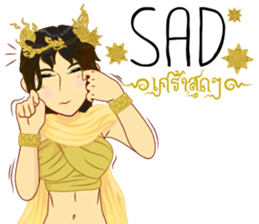 Lai Kanok Cartoon Lady V.dress Thai/Eng sticker #11307804