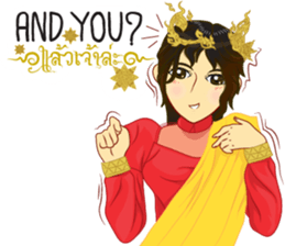 Lai Kanok Cartoon Lady V.dress Thai/Eng sticker #11307805