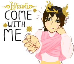 Lai Kanok Cartoon Lady V.dress Thai/Eng sticker #11307806