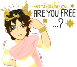 Lai Kanok Cartoon Lady V.dress Thai/Eng sticker #11307808