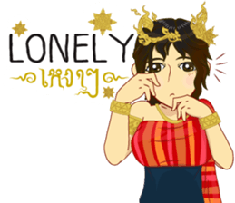 Lai Kanok Cartoon Lady V.dress Thai/Eng sticker #11307810