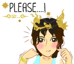 Lai Kanok Cartoon Lady V.dress Thai/Eng sticker #11307815