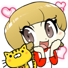 A Cute Tabby Cat and very cheerful Mom