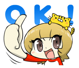 A Cute Tabby Cat and very cheerful Mom sticker #11319580