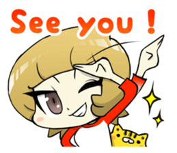 A Cute Tabby Cat and very cheerful Mom sticker #11319599