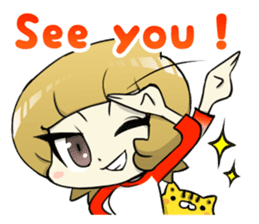 A Cute Tabby Cat and very cheerful Mom sticker #11319599