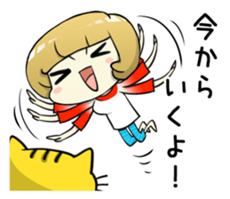 A Cute Tabby Cat and very cheerful Mom sticker #11319607