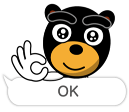 Black Eyebrows Bear 18 ( English ) sticker #11332132