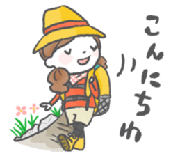 Mountain and girls sticker #11363944