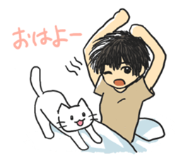 Cat and lady sticker #11374544