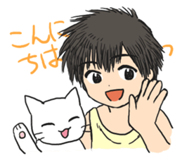 Cat and lady sticker #11374546