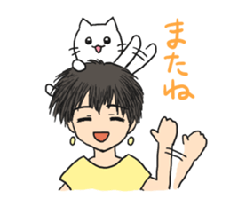 Cat and lady sticker #11374547