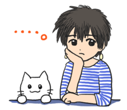 Cat and lady sticker #11374548