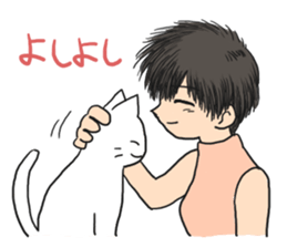 Cat and lady sticker #11374555