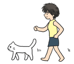 Cat and lady sticker #11374557