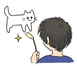 Cat and lady sticker #11374560