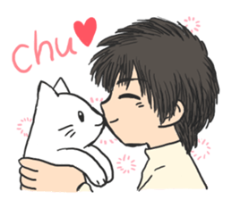 Cat and lady sticker #11374562