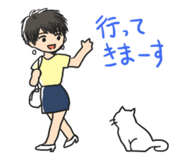 Cat and lady sticker #11374572