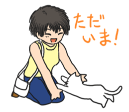 Cat and lady sticker #11374573