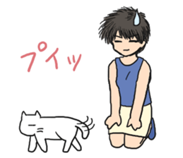 Cat and lady sticker #11374580