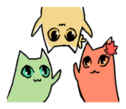 Wasabi cat and cat friends sticker #11376463