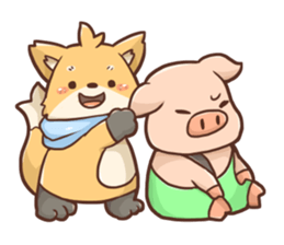 Fox and Pig Sticker sticker #11377676