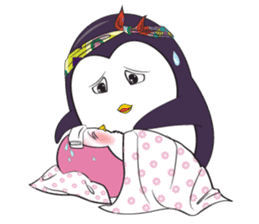 Mama Penguin is interest with cute baby sticker #11379026