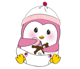 Mama Penguin is interest with cute baby sticker #11379027