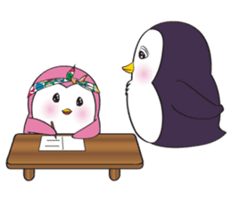 Mama Penguin is interest with cute baby sticker #11379030