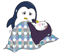 Mama Penguin is interest with cute baby sticker #11379033