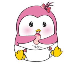 Mama Penguin is interest with cute baby sticker #11379034
