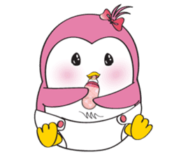 Mama Penguin is interest with cute baby sticker #11379034