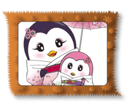 Mama Penguin is interest with cute baby sticker #11379036