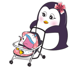 Mama Penguin is interest with cute baby sticker #11379040