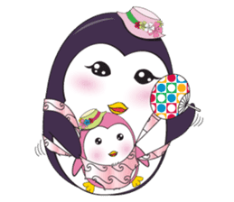 Mama Penguin is interest with cute baby sticker #11379042