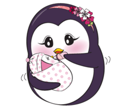 Mama Penguin is interest with cute baby sticker #11379045