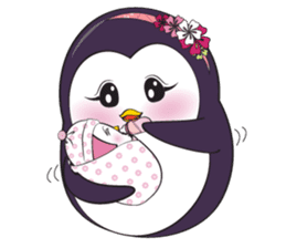 Mama Penguin is interest with cute baby sticker #11379045